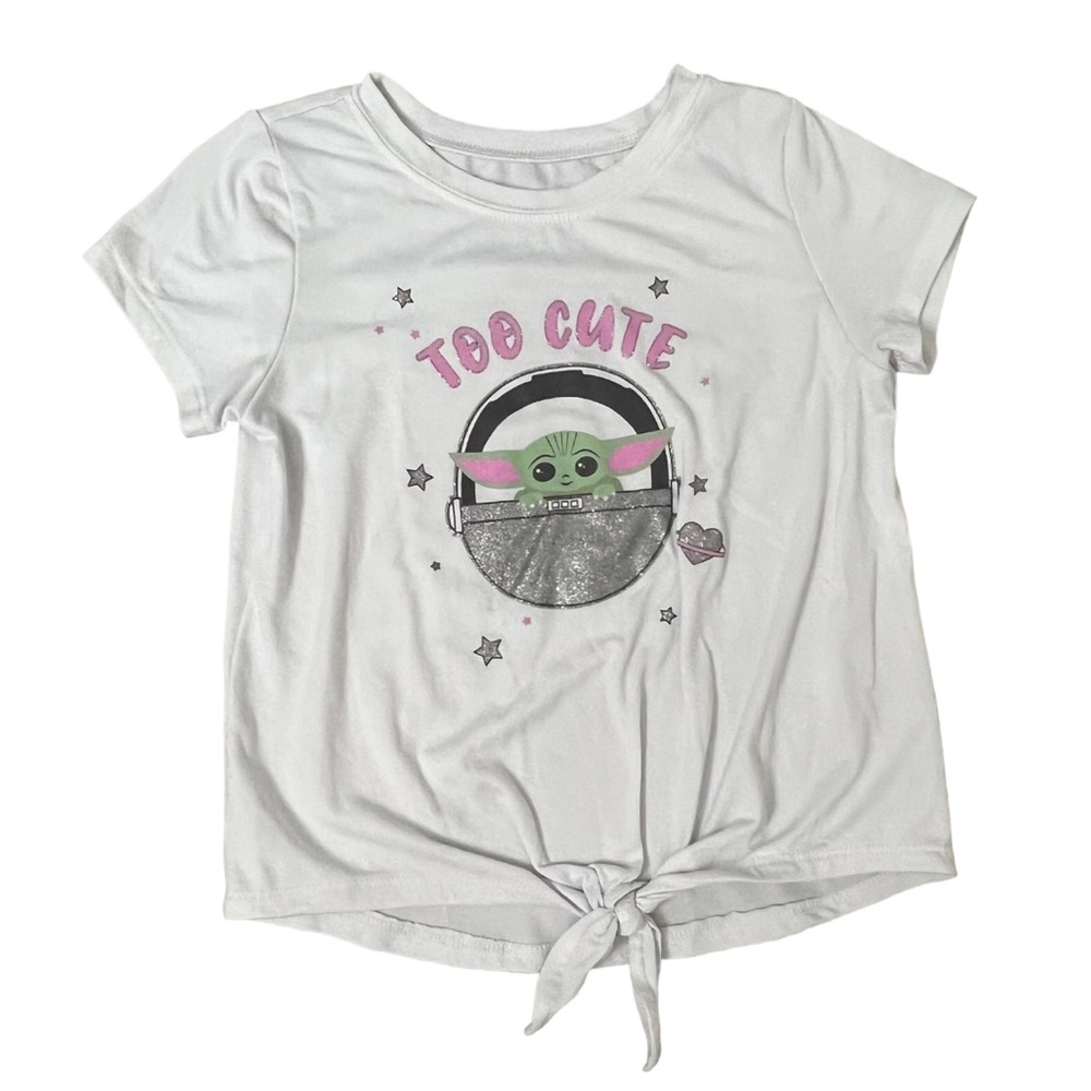 Star Wars Too Cute Mandalorian Short Sleeve Tie Front Star Wars Shirt - 6X
